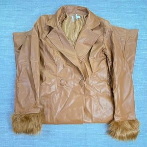 Princess Polly Leather Brown Trench Coat